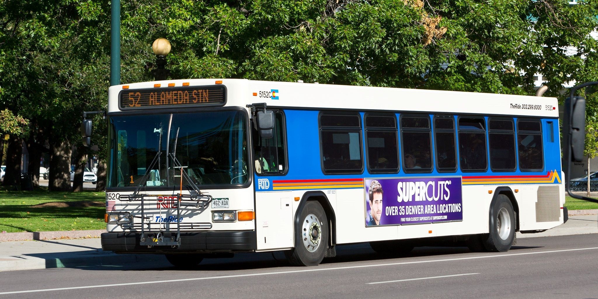 Route 52 Gillig 40ft Low Floor transit bus.