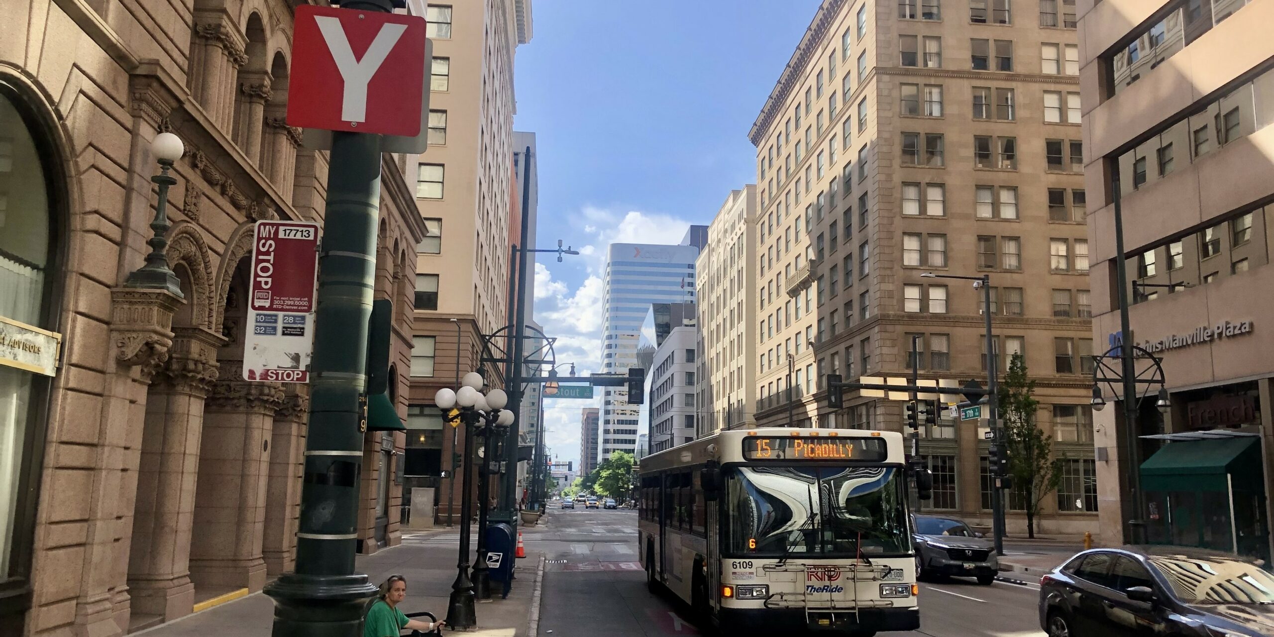 Route 15 bus in Downtown Denver.