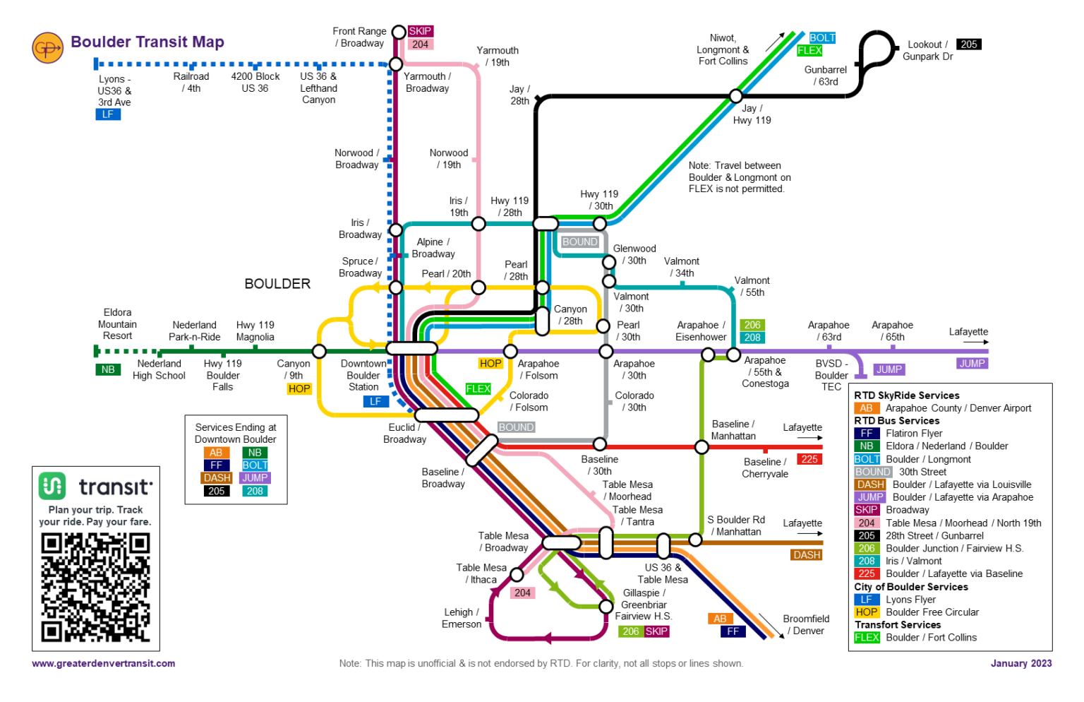 Boulder Transit Map Greater Denver Transit