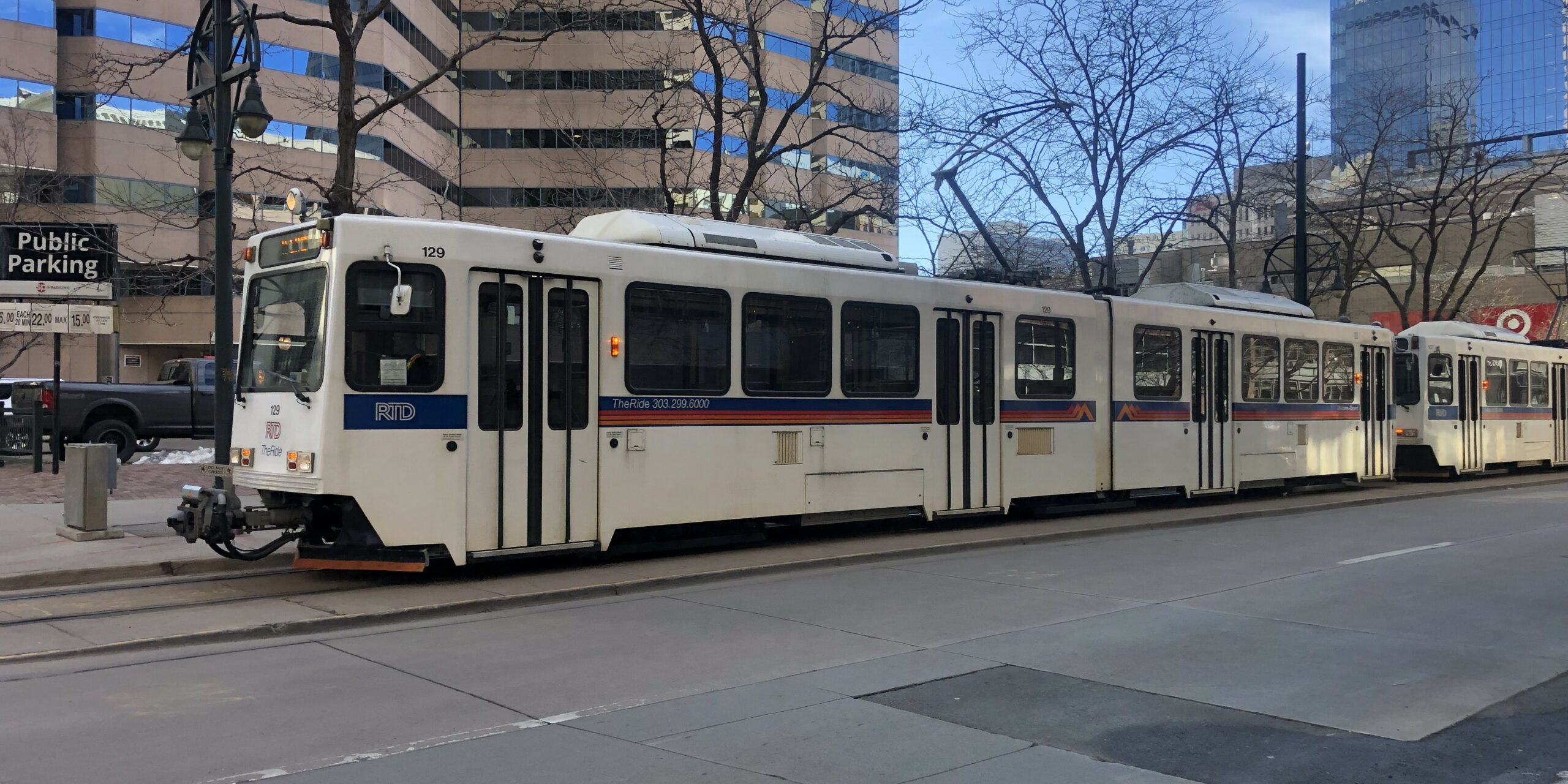 Light rail train in Downtown Denver.