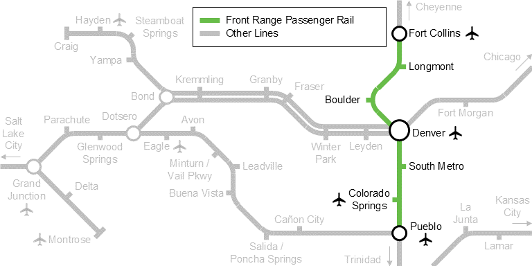 Front Range Passenger Rail map.