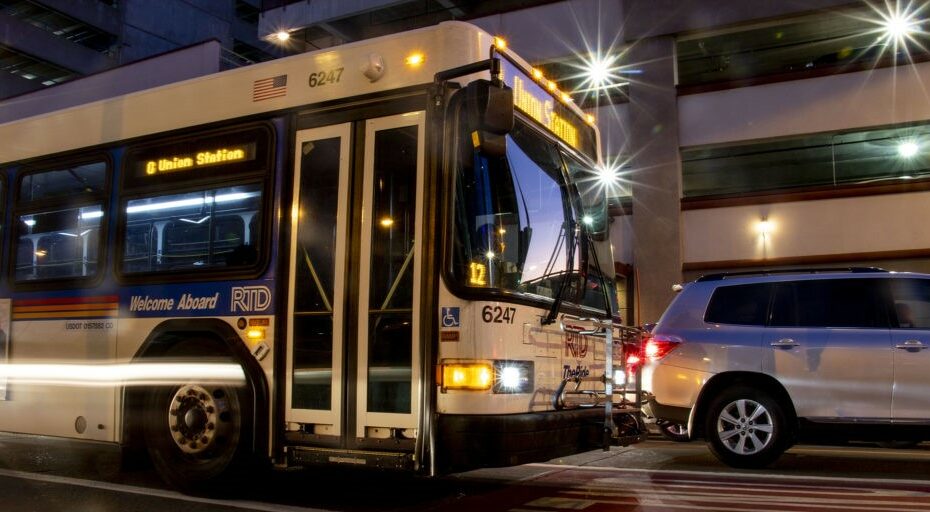 Route 6 bus at night.