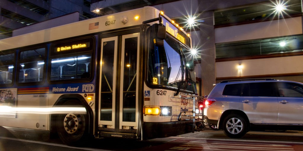 Route 6 bus at night.